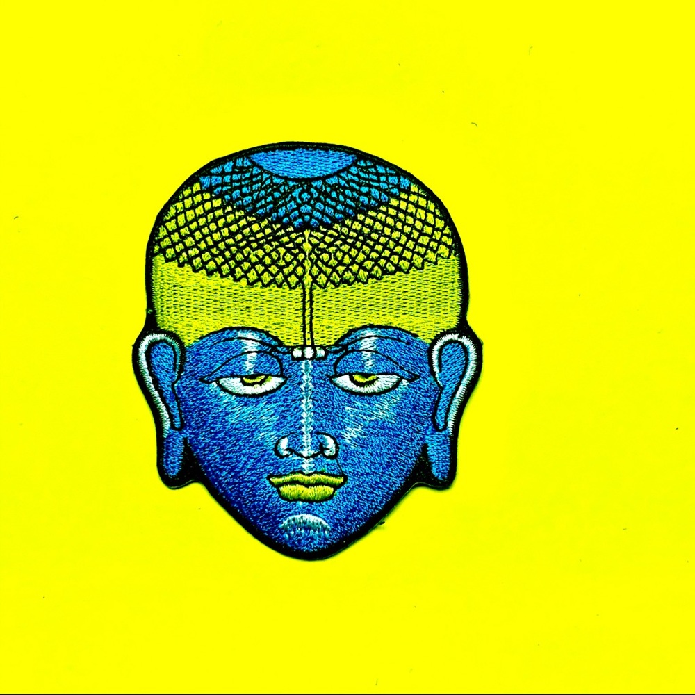 Blue Buddha vibrant head iron On patch